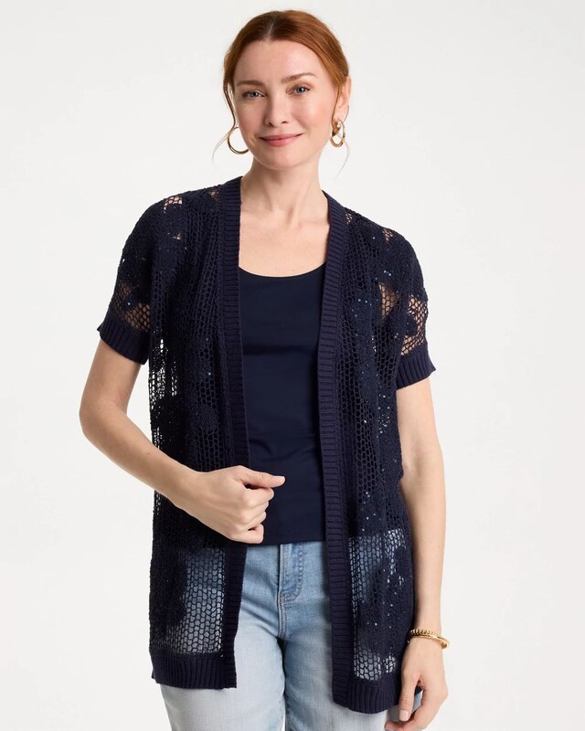 Cotton-Blend Crochet Cocoon Cardigan - image 1